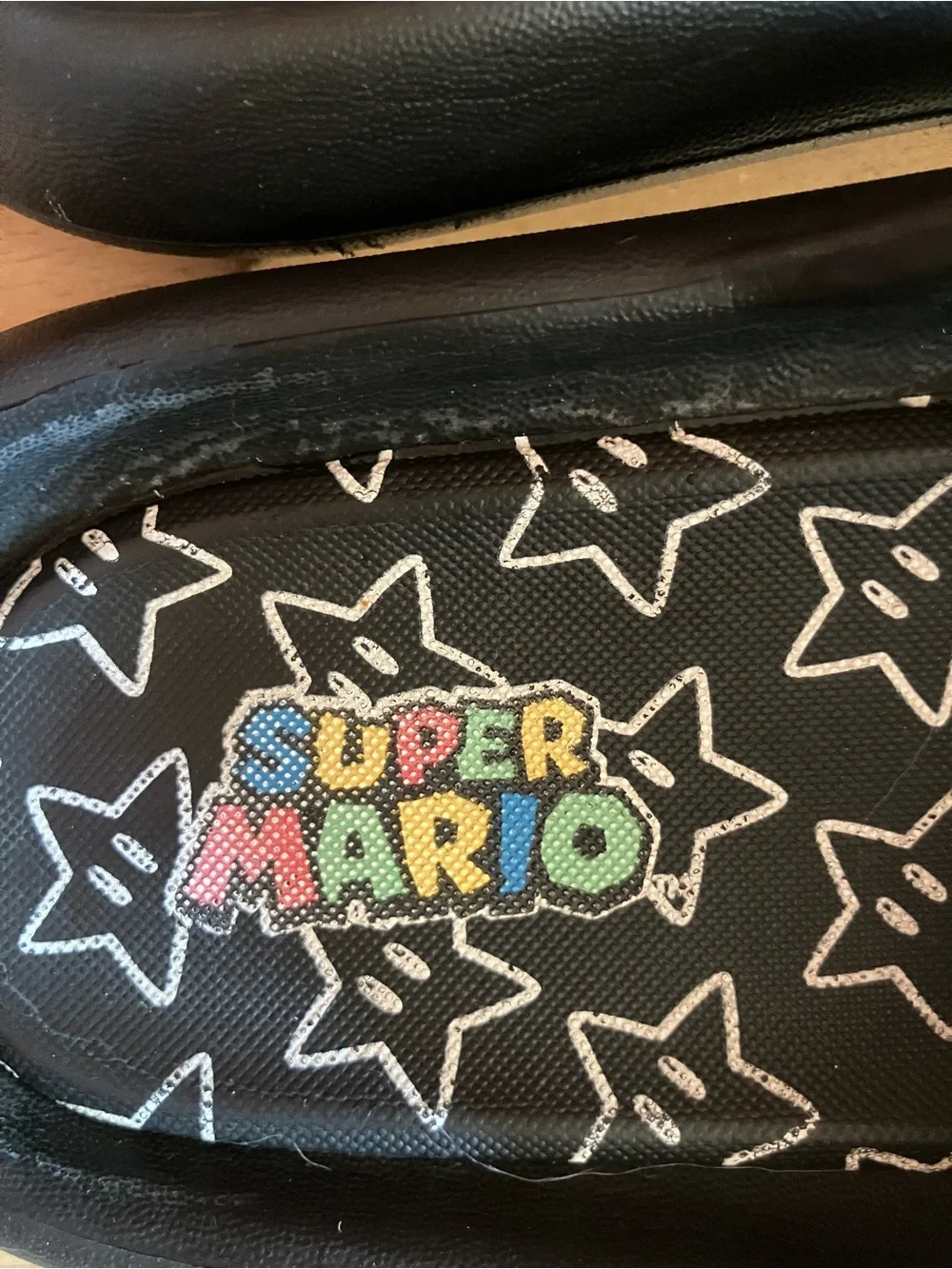 Super Mario Black Kids Slide Sandals with Colorful Logo